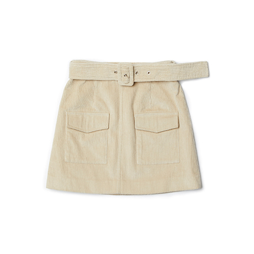 belt corduroy skirt (beige)